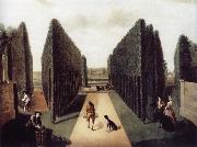 unknow artist Hartwell House,Topiary alleys behind the wilderness and William iii Column USA oil painting reproduction